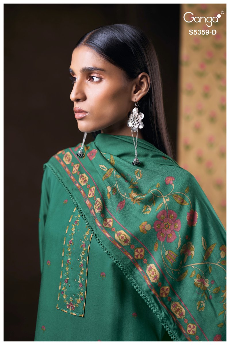 Prishta 5359 By Ganga Wool Pashmina Dress Materials